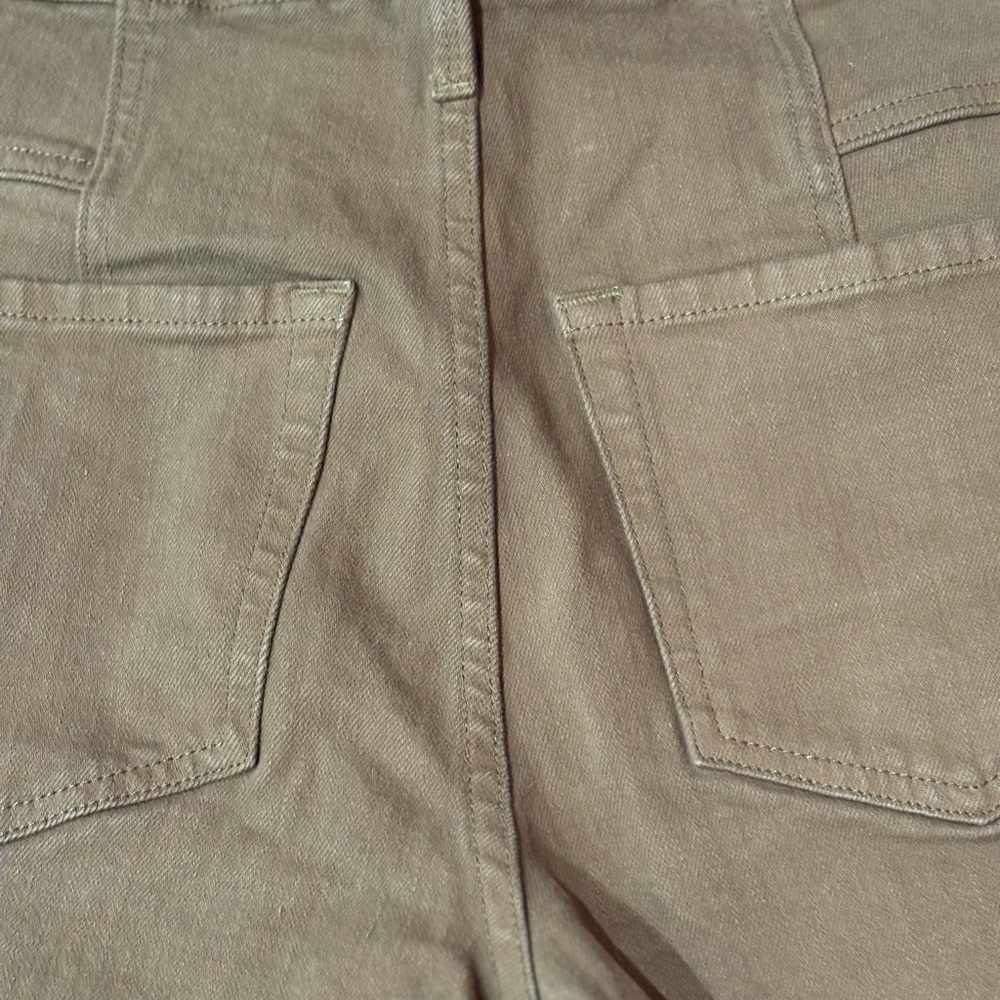 Frame Denim Ali V Yoke High Waist Crop Wide Leg Jeans Army Green Size 24 - Picture 6 of 6